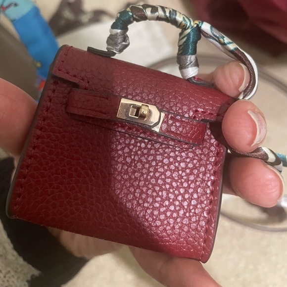 "Rouge H" Micro Mini Kelly Twilly Bag Charm Accessory or Air Pods case - Picture 6 of 12